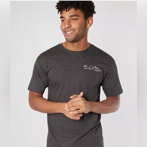 •SALT LIFE•GRAY "LAST CAST" SHIRT SLEEVE CAUSAL COMFORT FISHING TEE SIZE MEDIUM